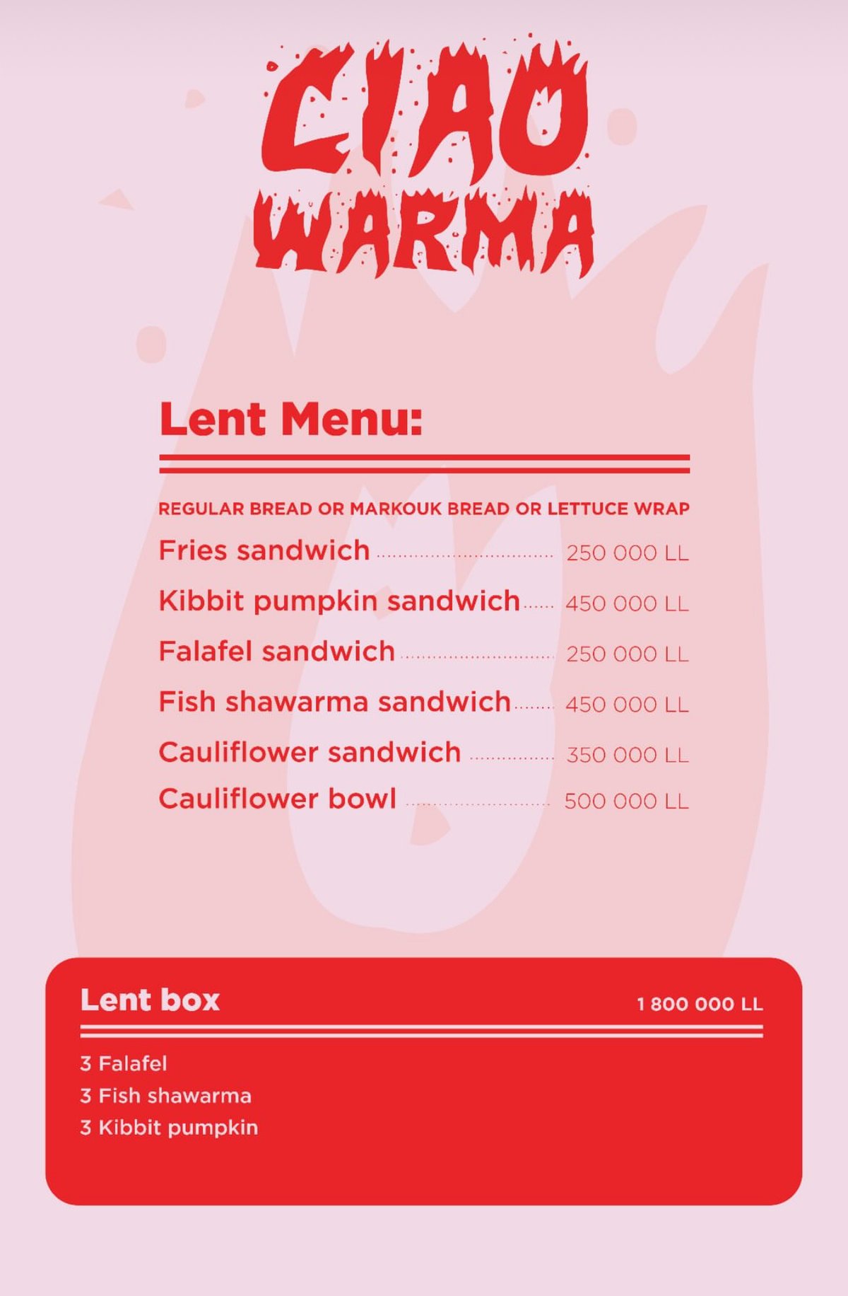 CiaoWarma menu, page 2