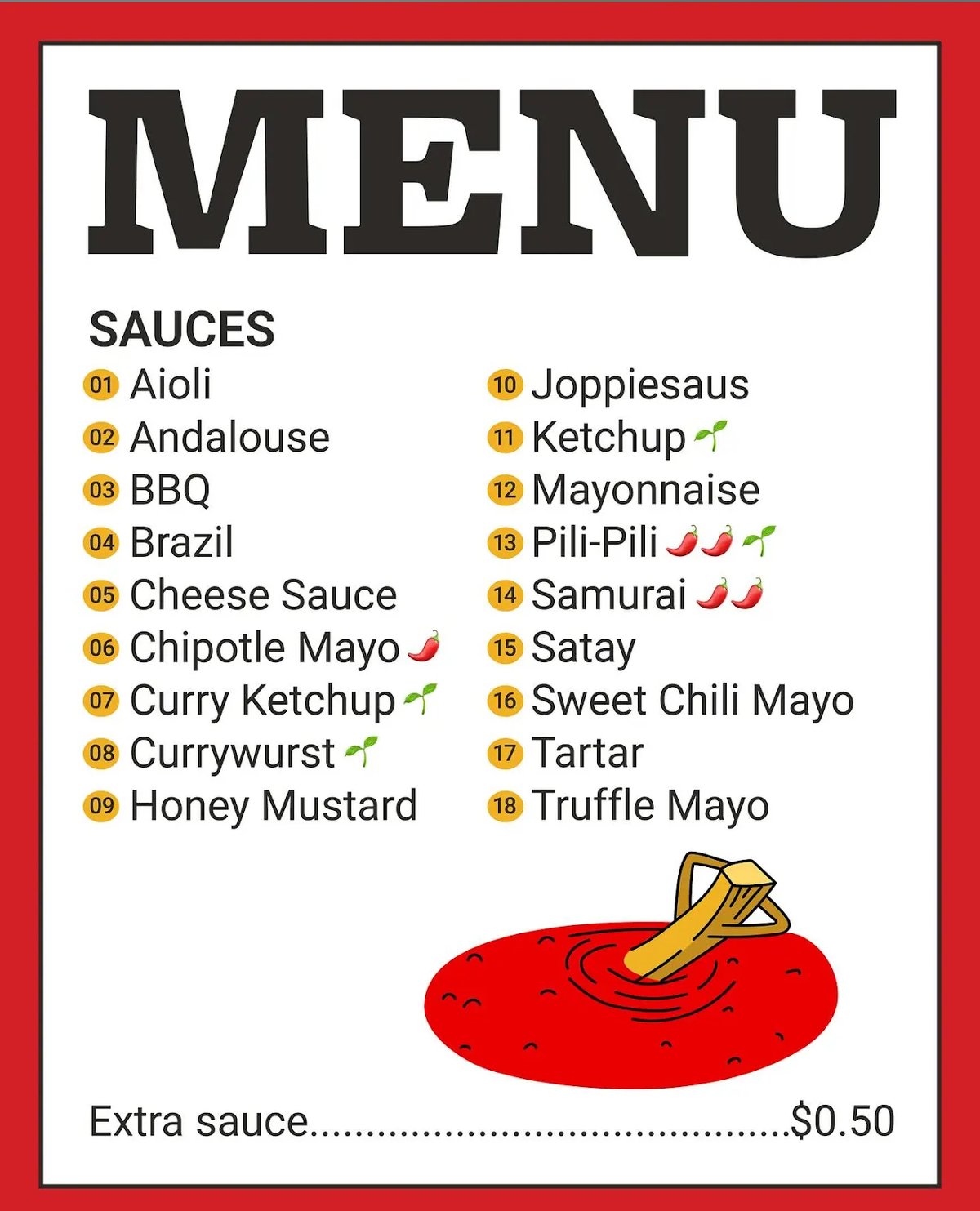 Frieten menu, page 1