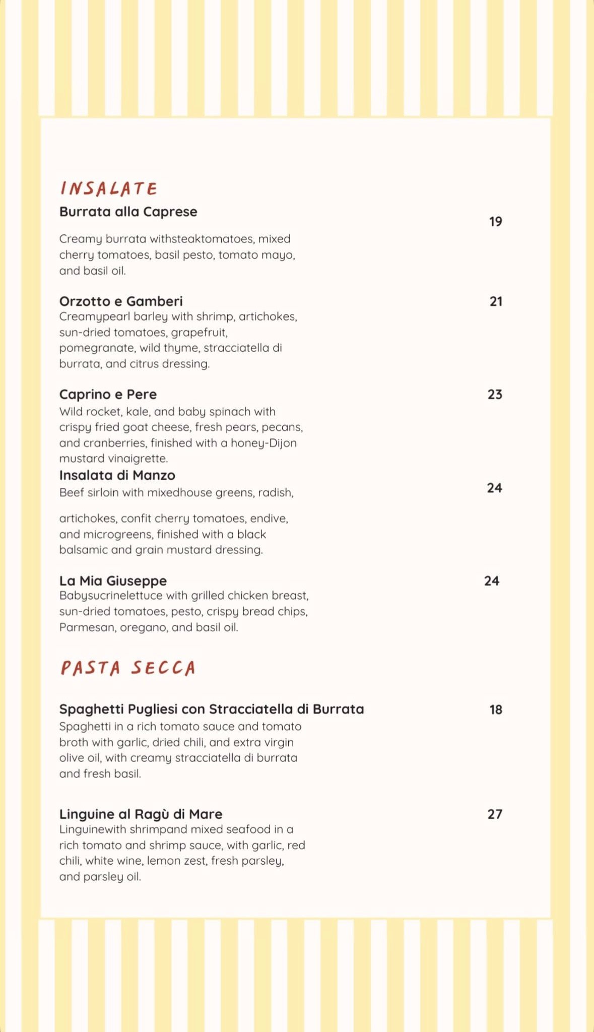 Giuseppe menu, page 8