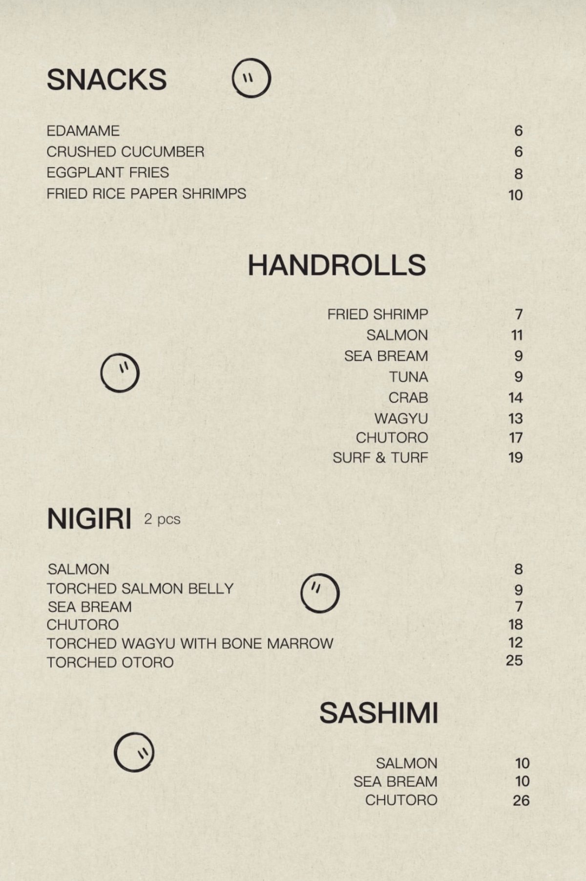 Muun menu, page 1