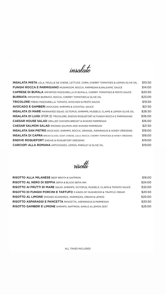 Luigi Cucina Italiana menu, page 2