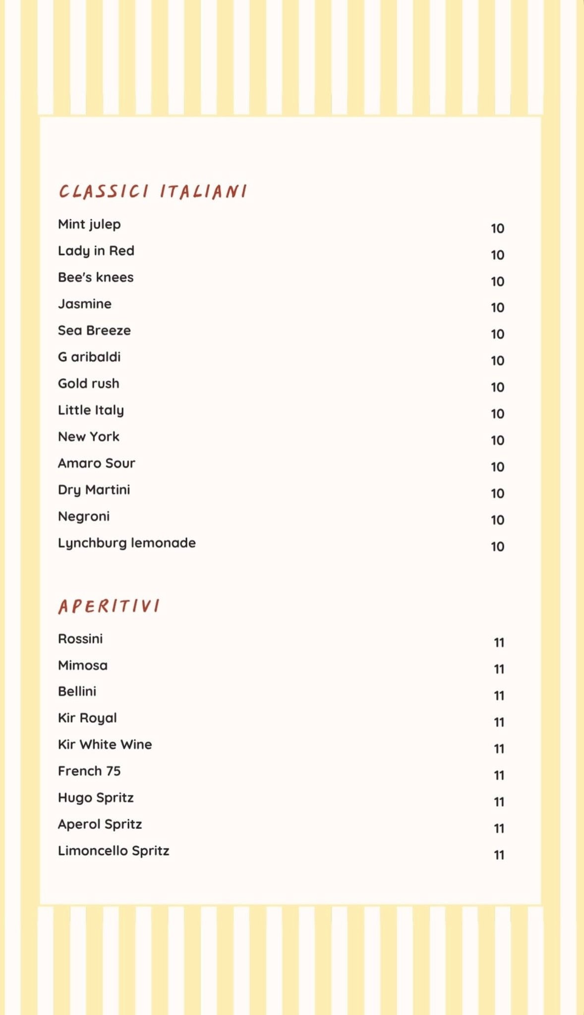 Giuseppe menu, page 2