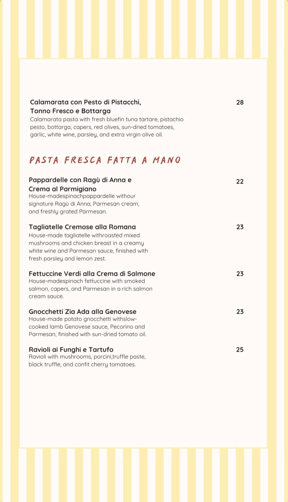 Giuseppe menu, page 9