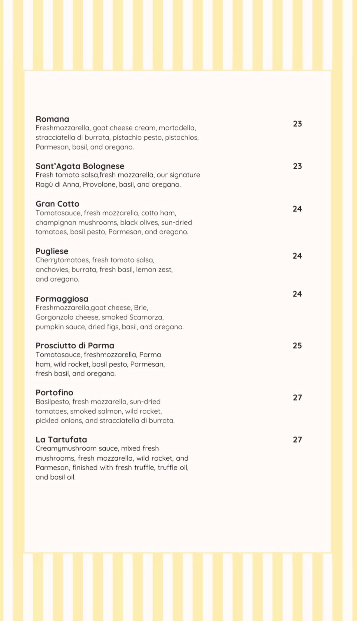 Giuseppe menu, page 11