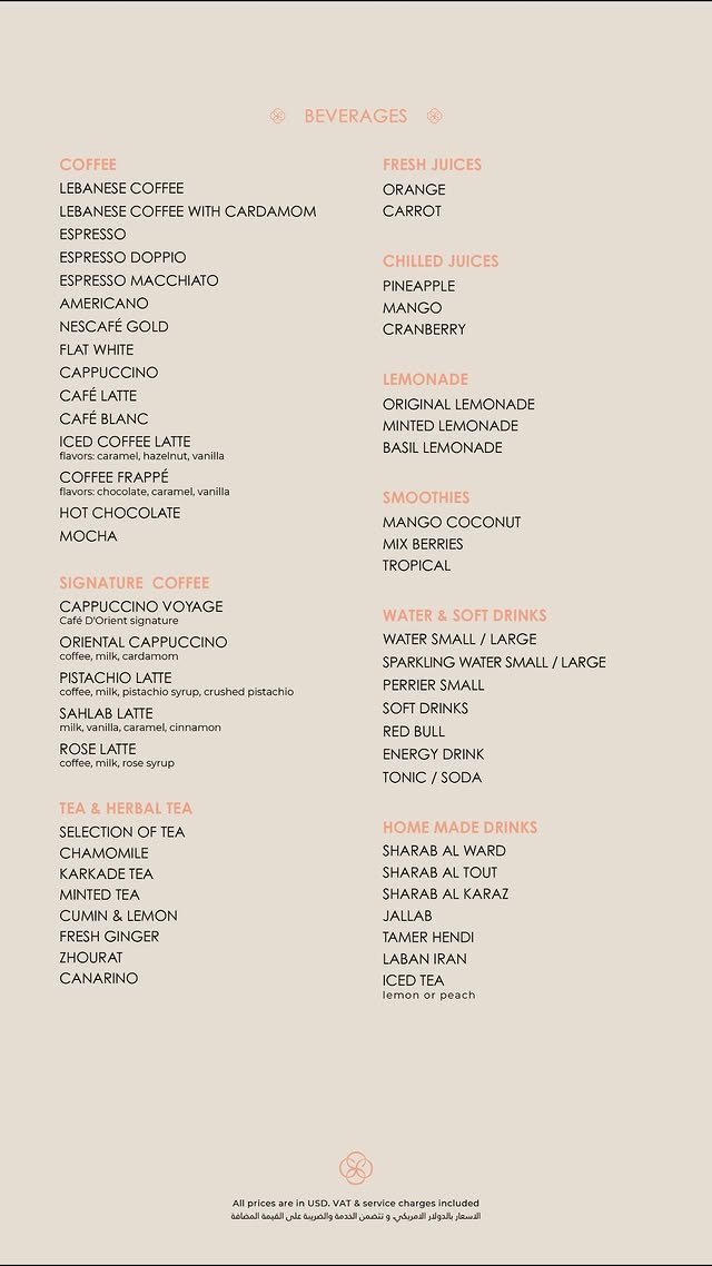 Café D'Orient menu, page 9