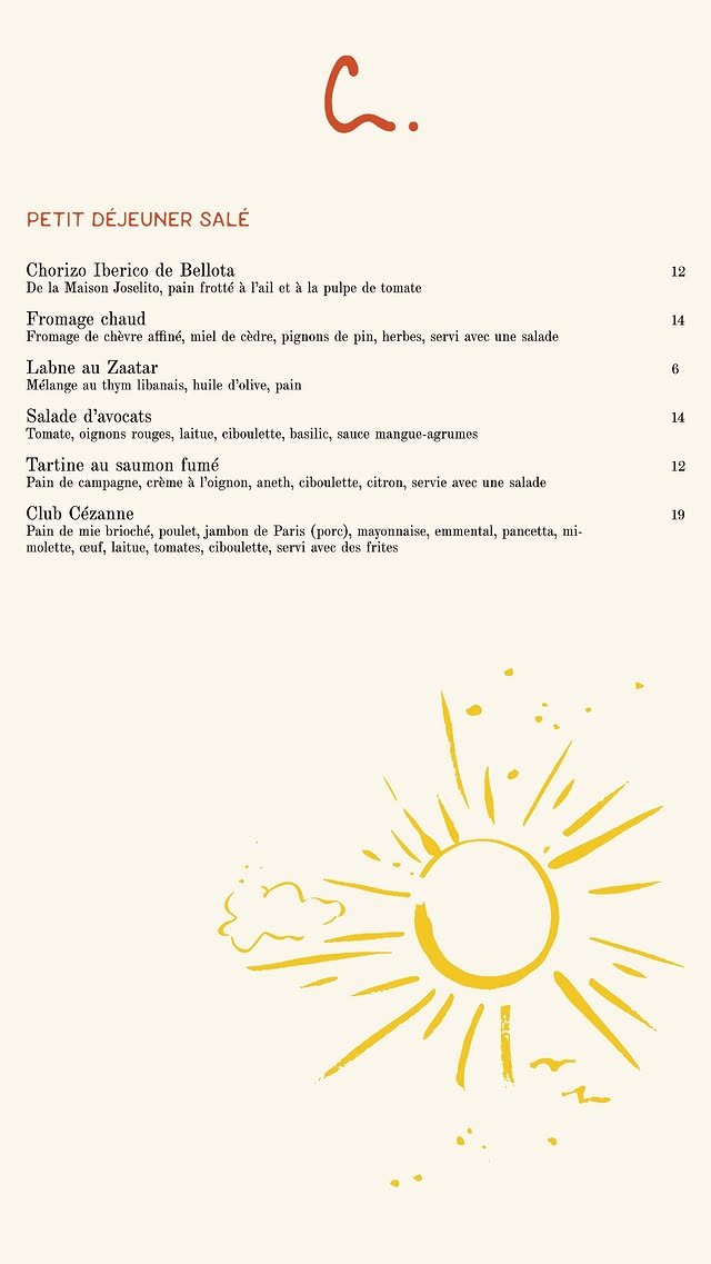 Cezanne menu, page 3