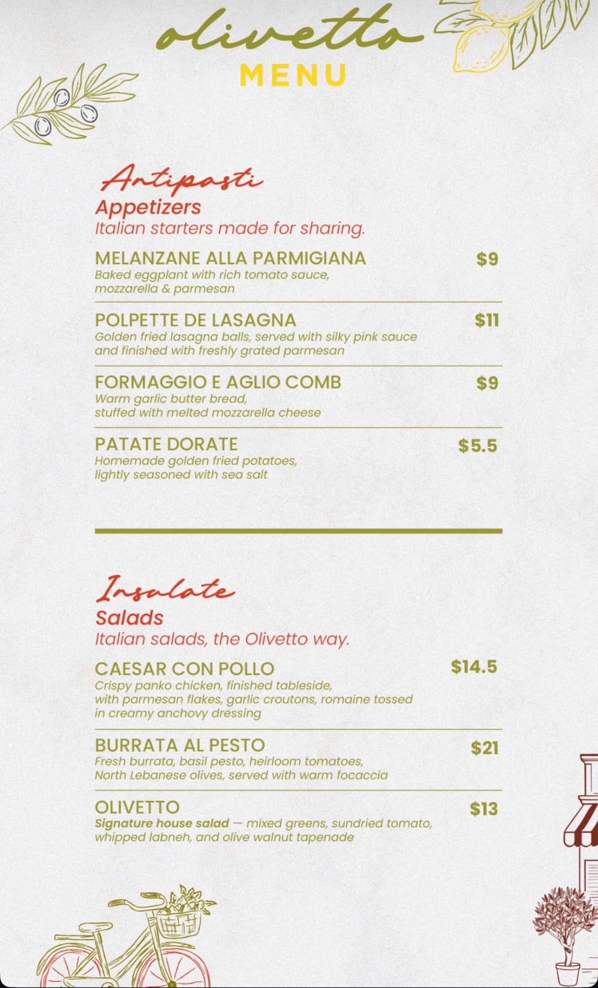 Olivetto menu, page 3