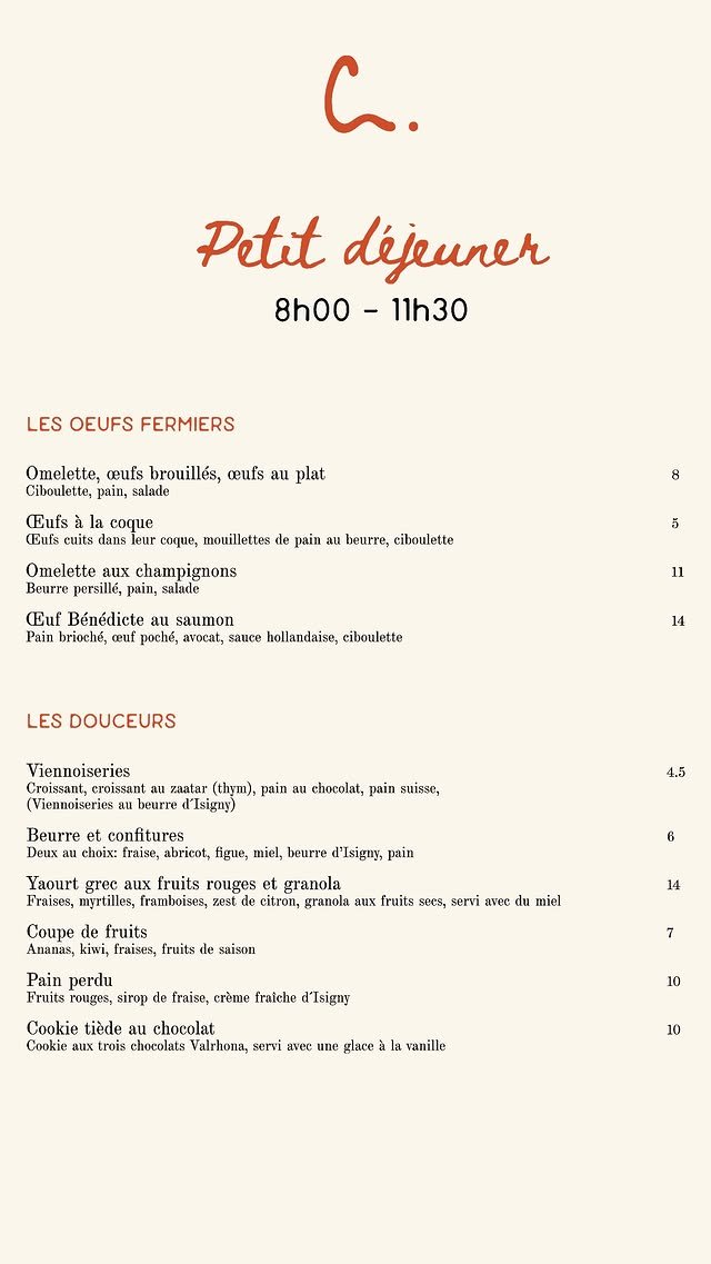Cezanne menu, page 2