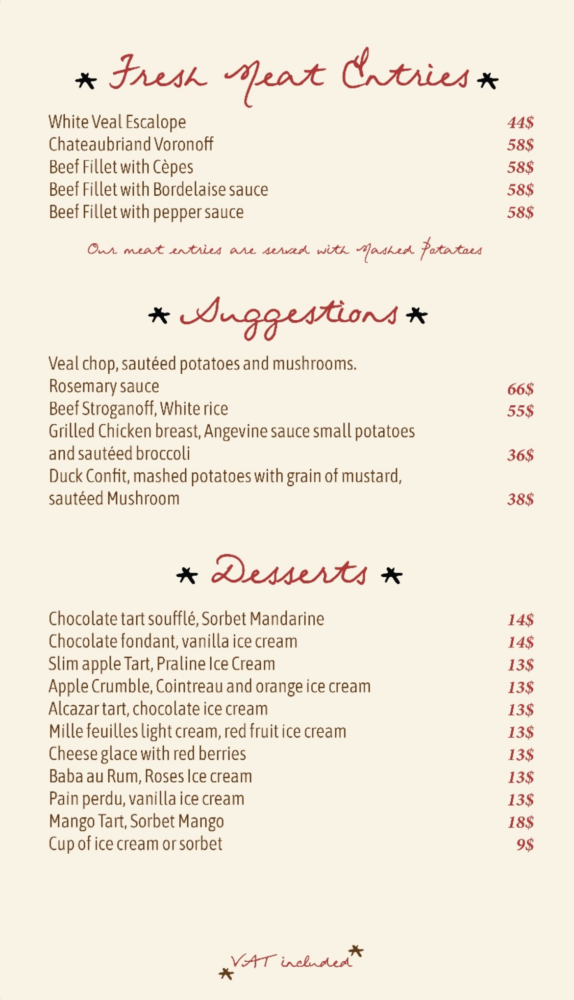Cocteau menu, page 3