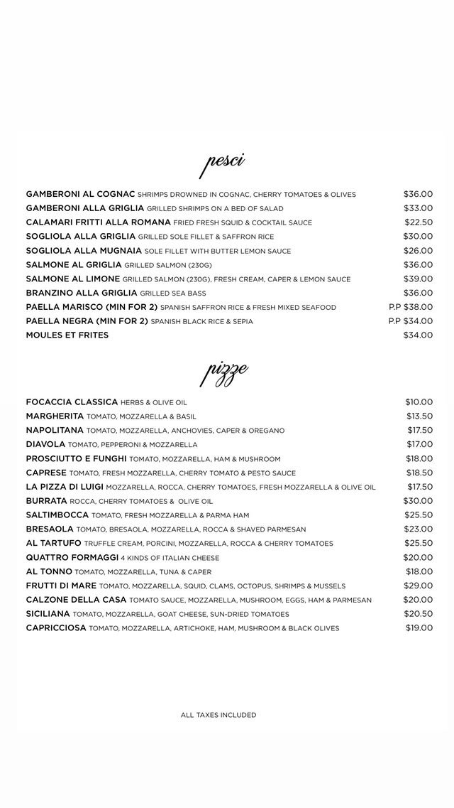Luigi Cucina Italiana menu, page 4