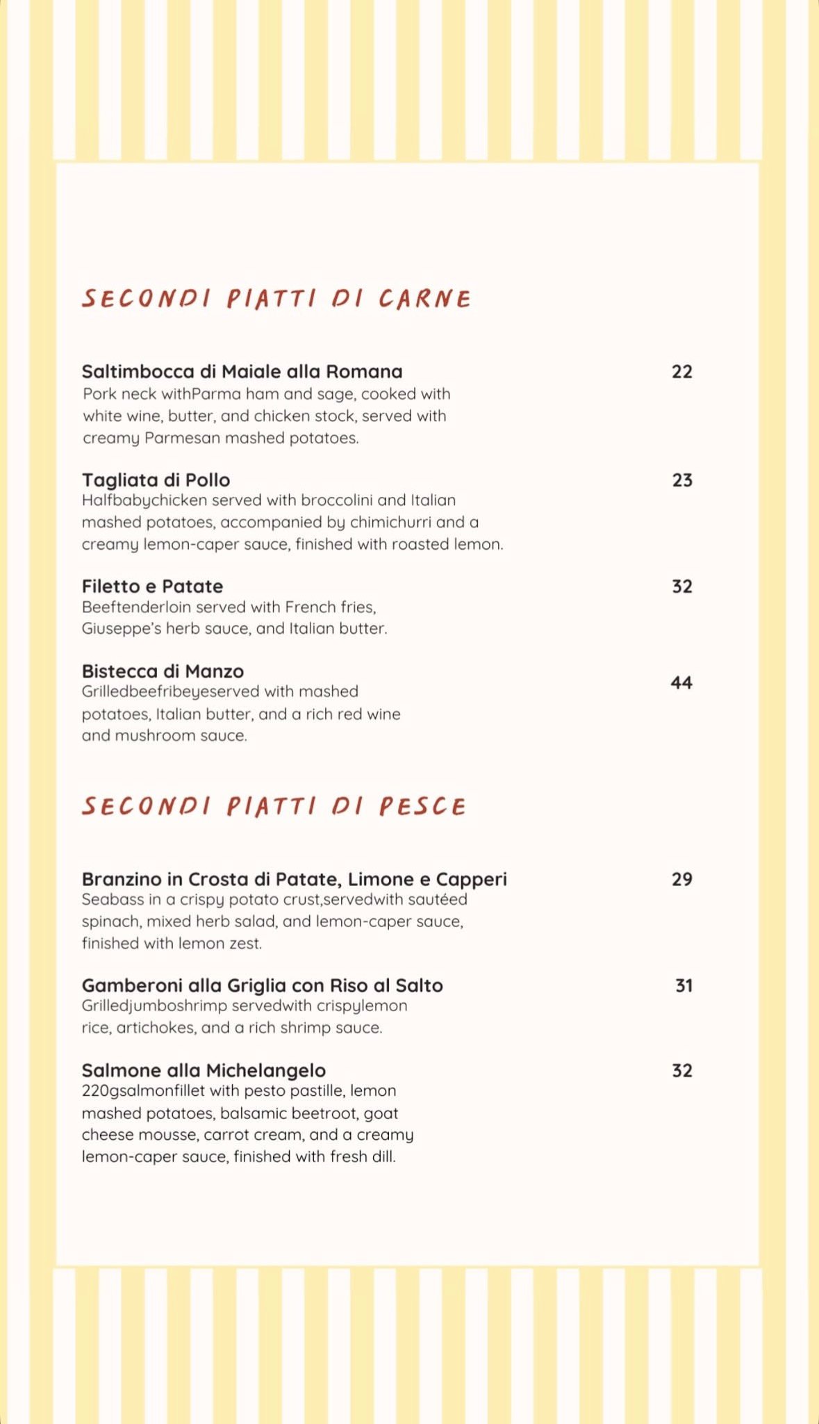 Giuseppe menu, page 12