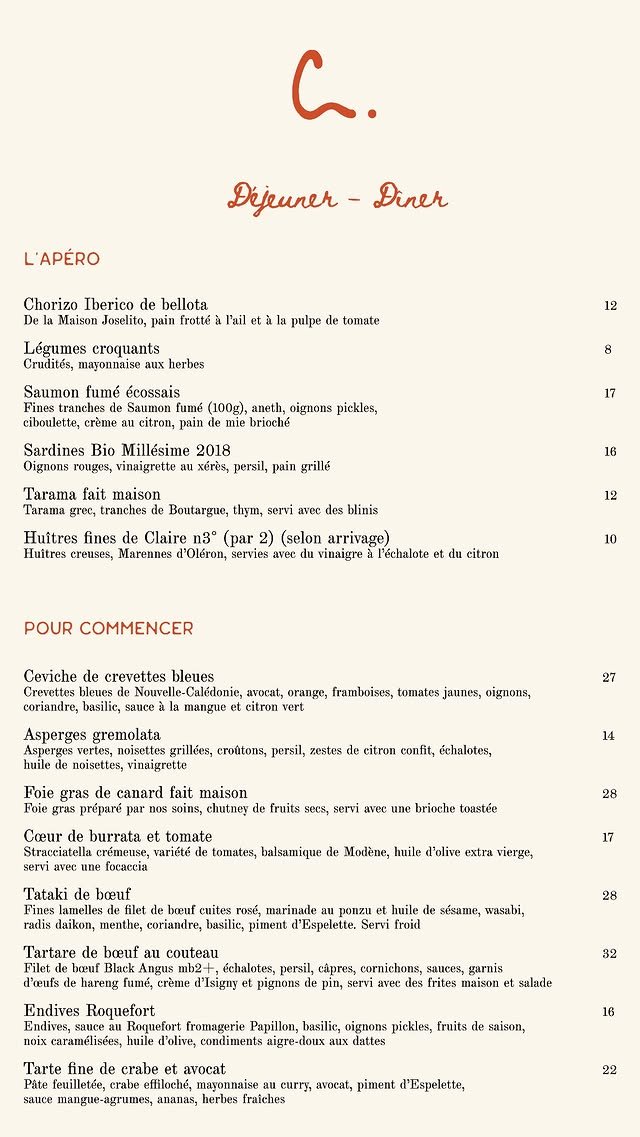 Cezanne menu, page 4