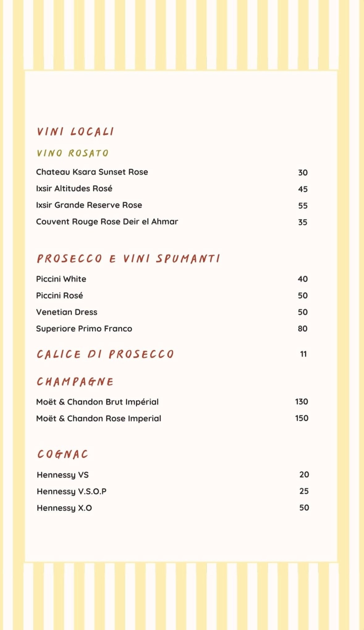 Giuseppe menu, page 1