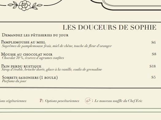 Jean Claude menu, page 5
