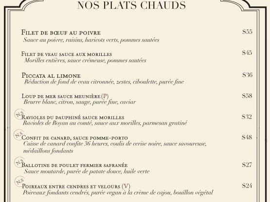Jean Claude menu, page 3